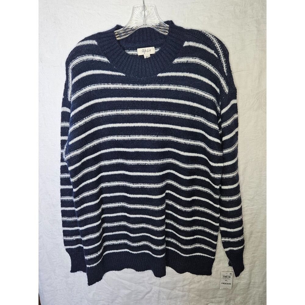 STYLE & Co NWT Striped Sweater Blue and White Size Large